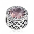 925 Sterling Silver Rosy Radiant Heart Charm Bead