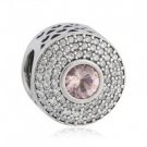 925 Sterling Silver Blush Pink Crystal Radiant Splendour Charm Bead