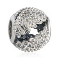 925 Sterling Silver Openwork Majestic Feathers Charm Bead