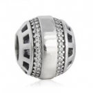925 Sterling Silver Logo Alphabet Charm w/ Clear CZ Charm Bead