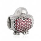 925 Sterling Silver Red Robin Charm Bead