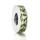 925 Sterling Silver Olive Green Crystal Eternity Spacer Bead
