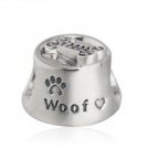 925 Sterling Silver Woof Dog Bowl Charm Bead