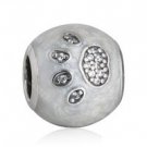 925 Sterling Silver I Love Pets w/ Clear CZ Charm Bead