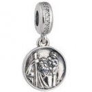 925 Sterling Silver Guardian of Travel w/ Clear CZ Dangle Pendant Charm