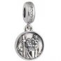 925 Sterling Silver Guardian of Travel w/ Clear CZ Dangle Pendant Charm