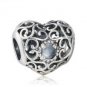 925 Sterling Silver March Birthstone Signature Heart Charm Bead