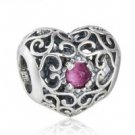 925 Sterling Silver July Birthstone Signature Heart Charm Bead