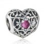 925 Sterling Silver July Birthstone Signature Heart Charm Bead