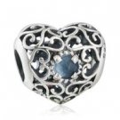 925 Sterling Silver September Birthstone Signature Heart Charm Bead