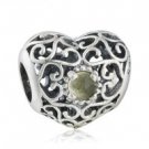 925 Sterling Silver November Birthstone Signature Heart Charm Bead