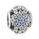925 Sterling Silver Crystallised Snowflakes Charm Bead
