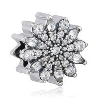 925 Sterling Silver Ice Crystal w/ Clear CZ Charm Bead