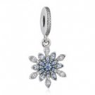 925 Sterling Silver Crystallised Snowflake Dangle Pendant Charm