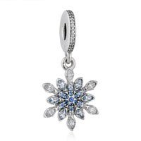 925 Sterling Silver Crystallised Snowflake Dangle Pendant Charm
