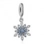 925 Sterling Silver Crystallised Snowflake Dangle Pendant Charm