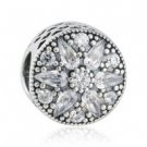 925 Sterling Silver Radiant Bloom w/ Clear CZ Charm Bead