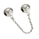 925 Sterling Silver Dainty Bow w/ Clear CZ Safety Chain Charm