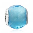 925 Sterling Silver Sky Blue Geometric Facets Charm Bead