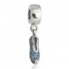 925 Sterling Silver Jasmine's Sparkling Slipper Dangle Pendant Charm