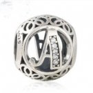 925 Sterling Silver Vintage A Charm Bead