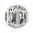 925 Sterling Silver Vintage B Charm Bead