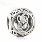 925 Sterling Silver Vintage E Charm Bead
