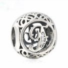 925 Sterling Silver Vintage F Charm Bead