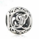 925 Sterling Silver Vintage L Charm Bead