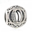 925 Sterling Silver Vintage O Charm Bead