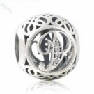925 Sterling Silver Vintage P Charm Bead