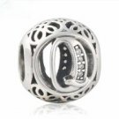 925 Sterling Silver Vintage Q Charm Bead