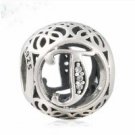 925 Sterling Silver Vintage T Charm Bead