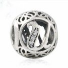 925 Sterling Silver Vintage U Charm Bead