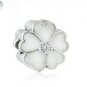 925 Sterling Silver Spring White Primrose w/ White Enamel Clip Charm