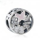 925 Sterling Silver Springtime w/ Pink Enamel Charm Bead