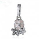 925 Sterling Silver Poetic Blooms Dangle Pendant Charm
