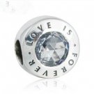 925 Sterling Silver Love Is Forever Charm Bead