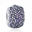 925 Sterling Silver Purple Shimmering Droplets Charm Bead