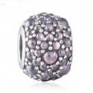 925 Sterling Silver Pink Shimmering Droplets Charm Bead