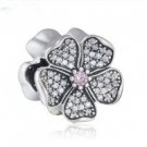 925 Sterling Silver Sparkling Apple Blossom Charm Bead