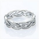925 Sterling Silver Sparkling Silver Braid Ring Band