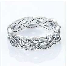 925 Sterling Silver Sparkling Silver Braid Ring Band