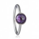 925 Sterling Silver Purple Poetic Droplet Ring w/ Clear CZ Ring Band