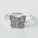 925 Sterling Silver Sparkling Butterfly Stacking Ring Band