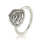 925 Sterling Silver Shimmering Delicate Rose Ring Band