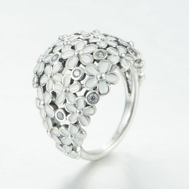 925 Sterling Silver Darling Daisy Bouquet Ring Band