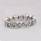 925 Sterling Silver Sparkling Heart Stacking Ring Band