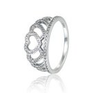 925 Sterling Silver Hearts Tiara Ring Band