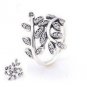 925 Sterling Silver Sparkling Leaves Ring Band